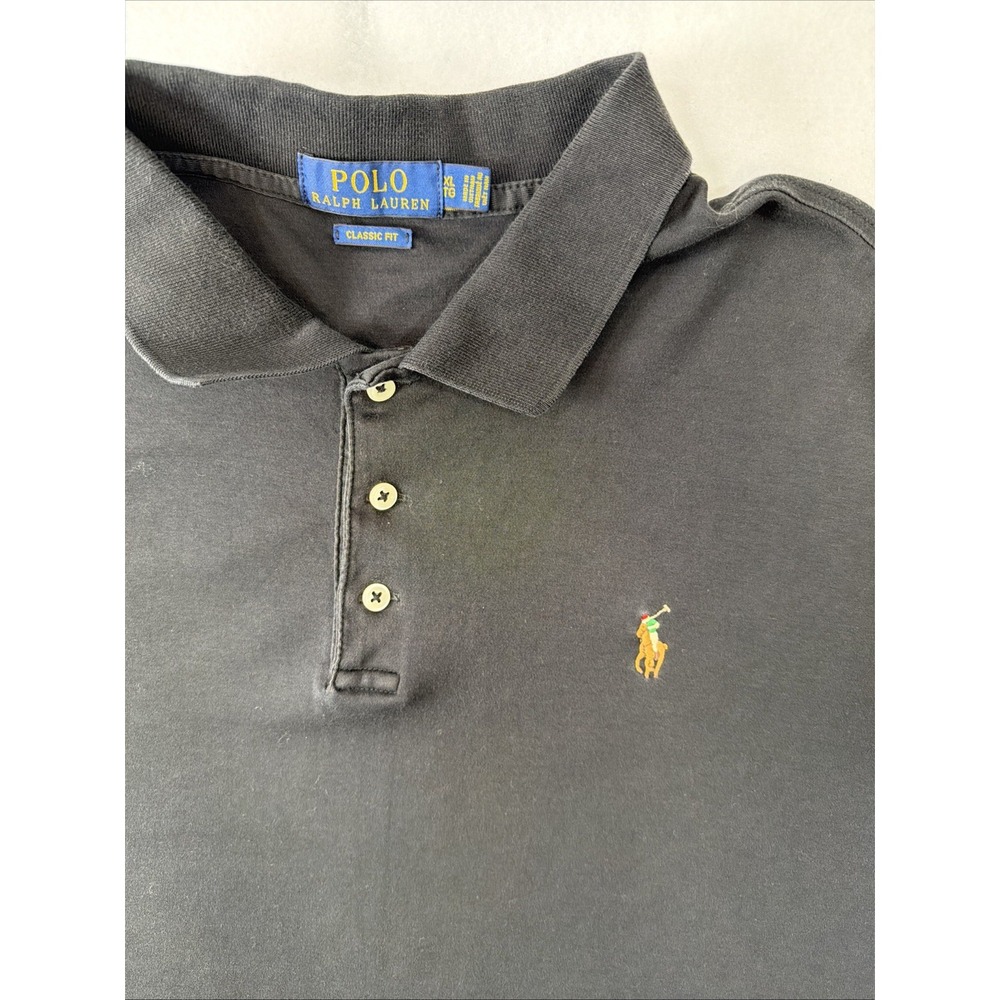 Polo Ralph Lauren Men‎ Polo Shirt XL Black Logo Golf Short Sleeve Classic Fit